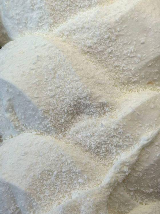 Coconut Macaroon gelato in the cabinet