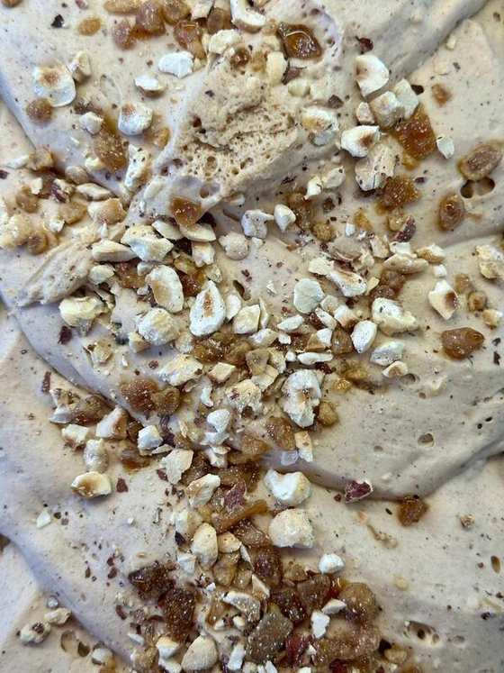 Hazelnut Praline gelato in the cabinet