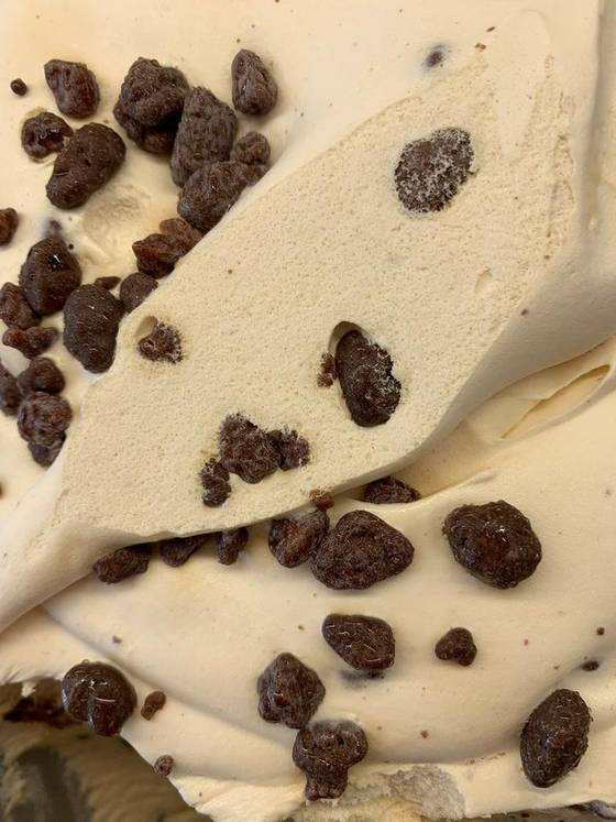 Honeycomb Crunch gelato in the cabinet