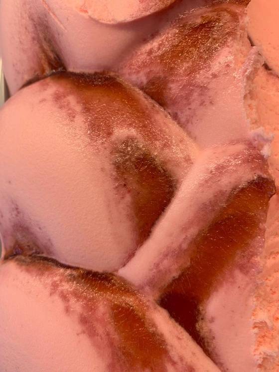 Strawberry Jam gelato in the cabinet